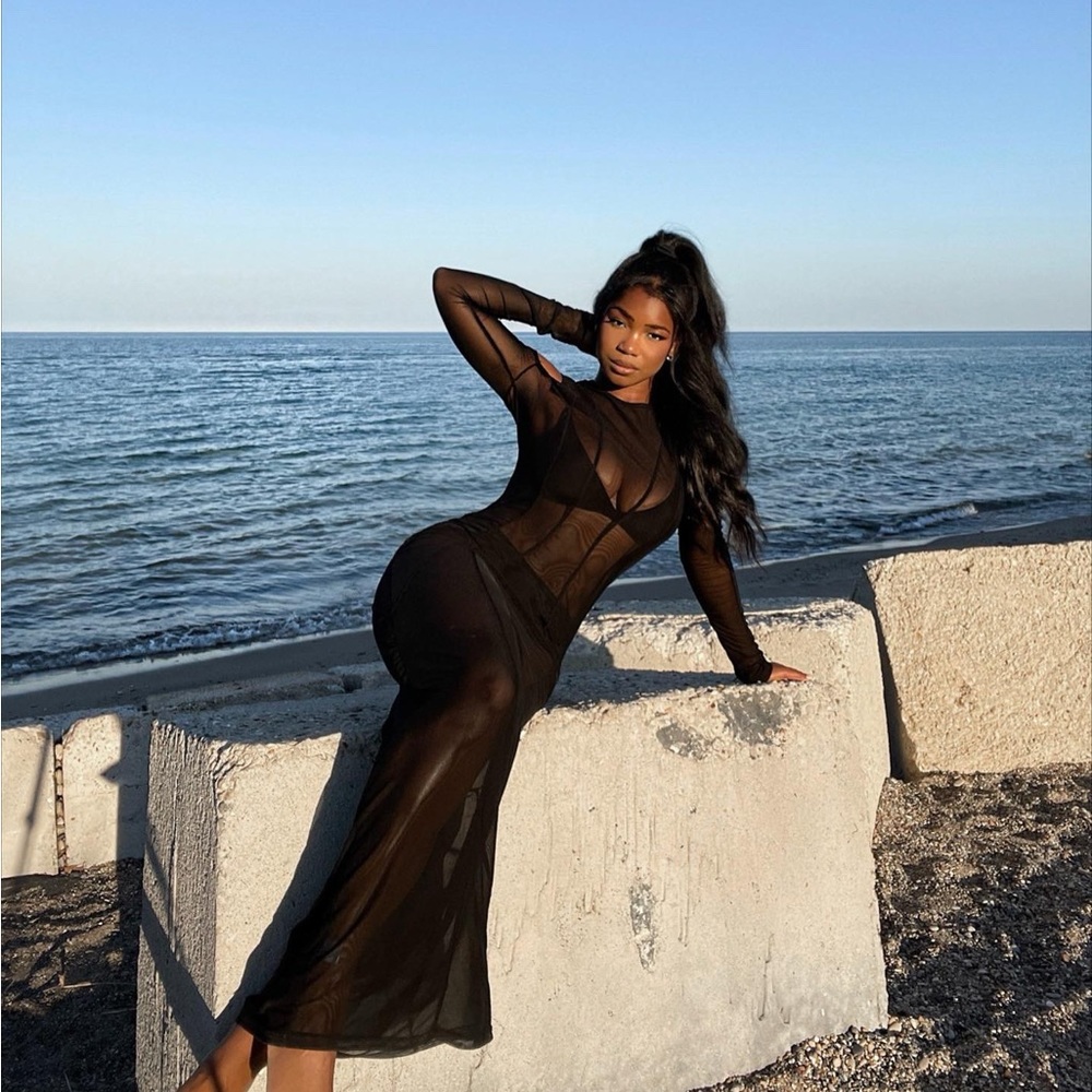 Meshki Mesh Maxi Dress/swim cover-up